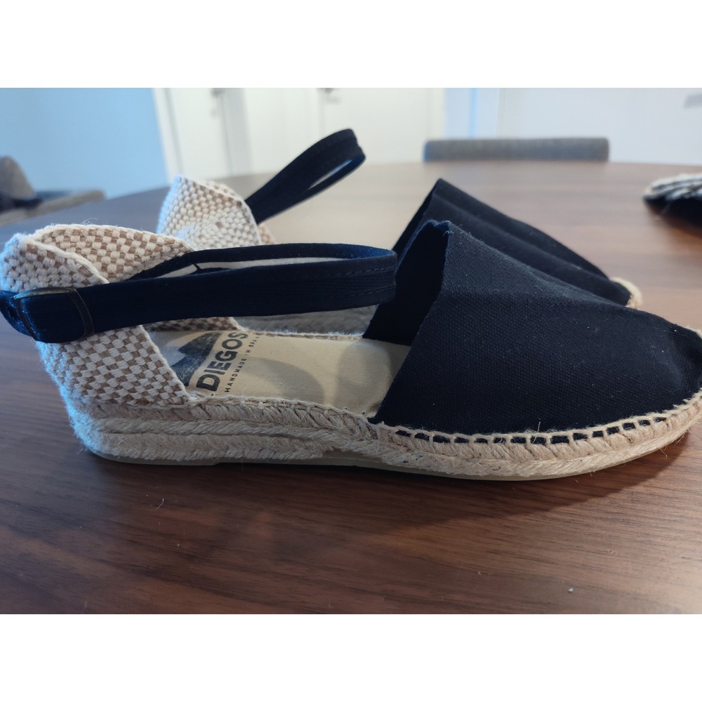 Diegos Handmade in Spain Black Canvas Espadrille Ankle Strap Sandals Size 39